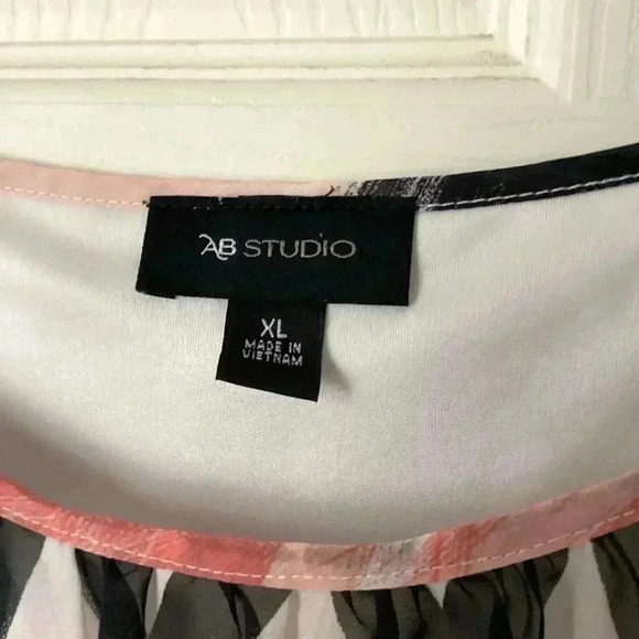 AB Studio womens short sleeve batwing pink multicolor striped blouse, size XL - Picture 4 of 11